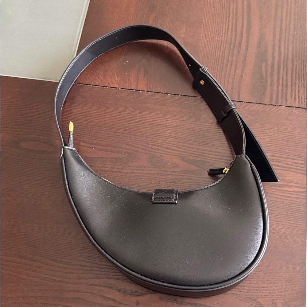 Madison West Black Shoulder Bag with Gold Buckle - Picture 2 of 3